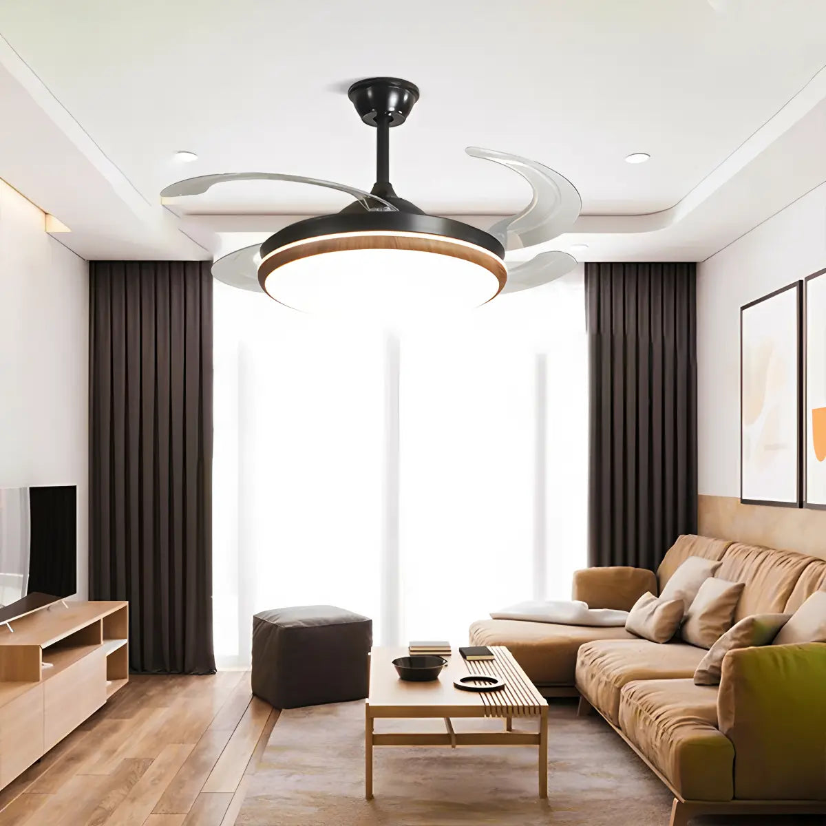 flairel Retractable Blade Ceiling Fan with Light