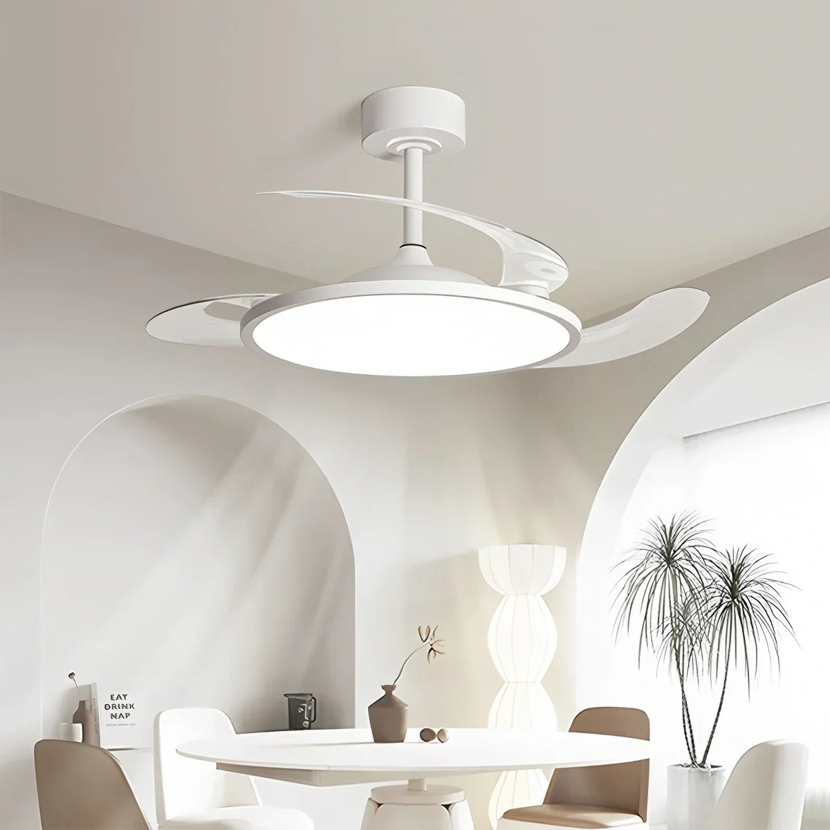 flairel Silent Remote Control White Ceiling Fan Light