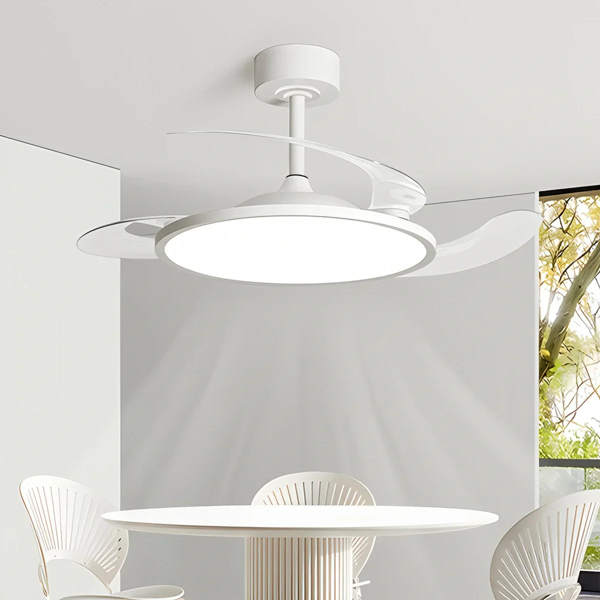 flairel Silent Remote Control White Ceiling Fan Light