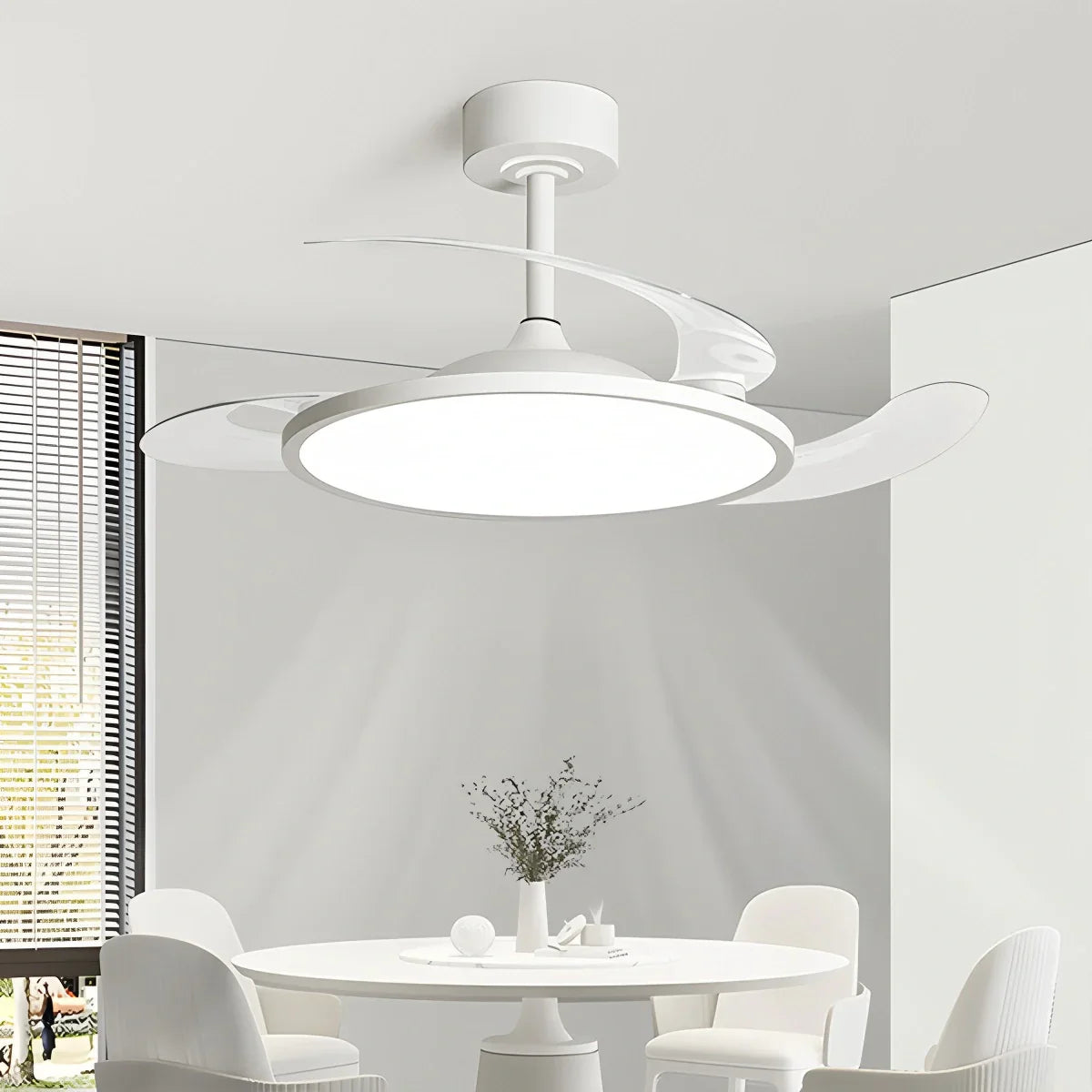 flairel Silent Remote Control White Ceiling Fan Light