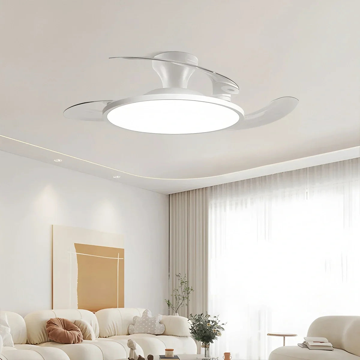 flairel Silent Remote Control White Ceiling Fan Light