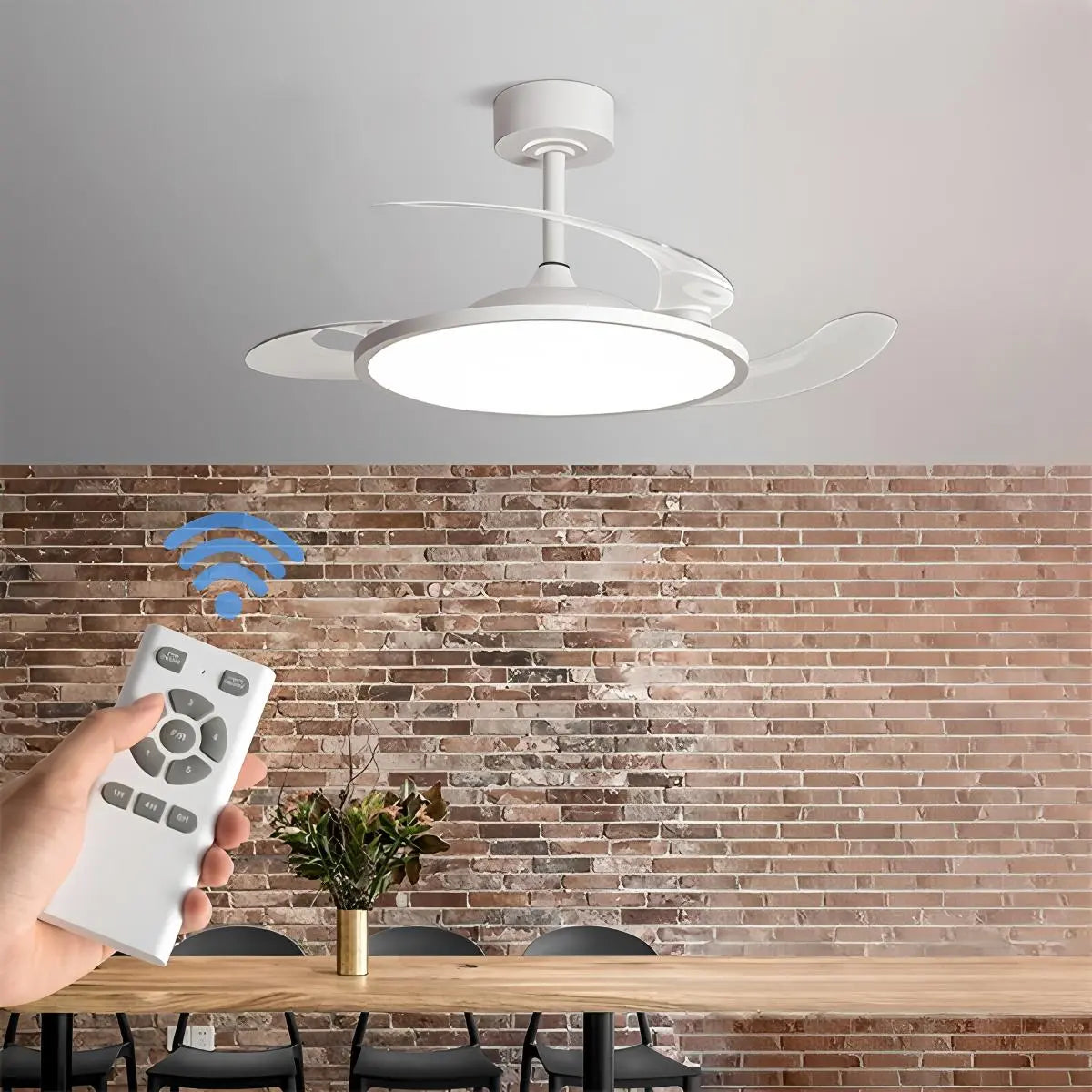 flairel Silent Remote Control White Ceiling Fan Light