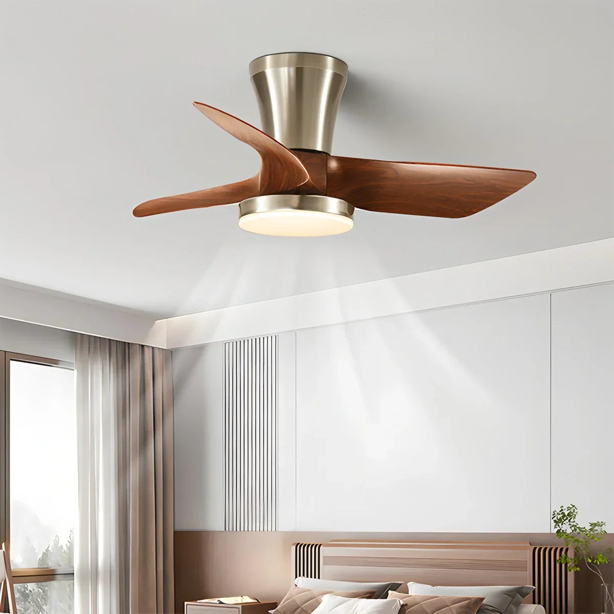 flairel Nordic LED Ceiling Fan with Light for Living Room