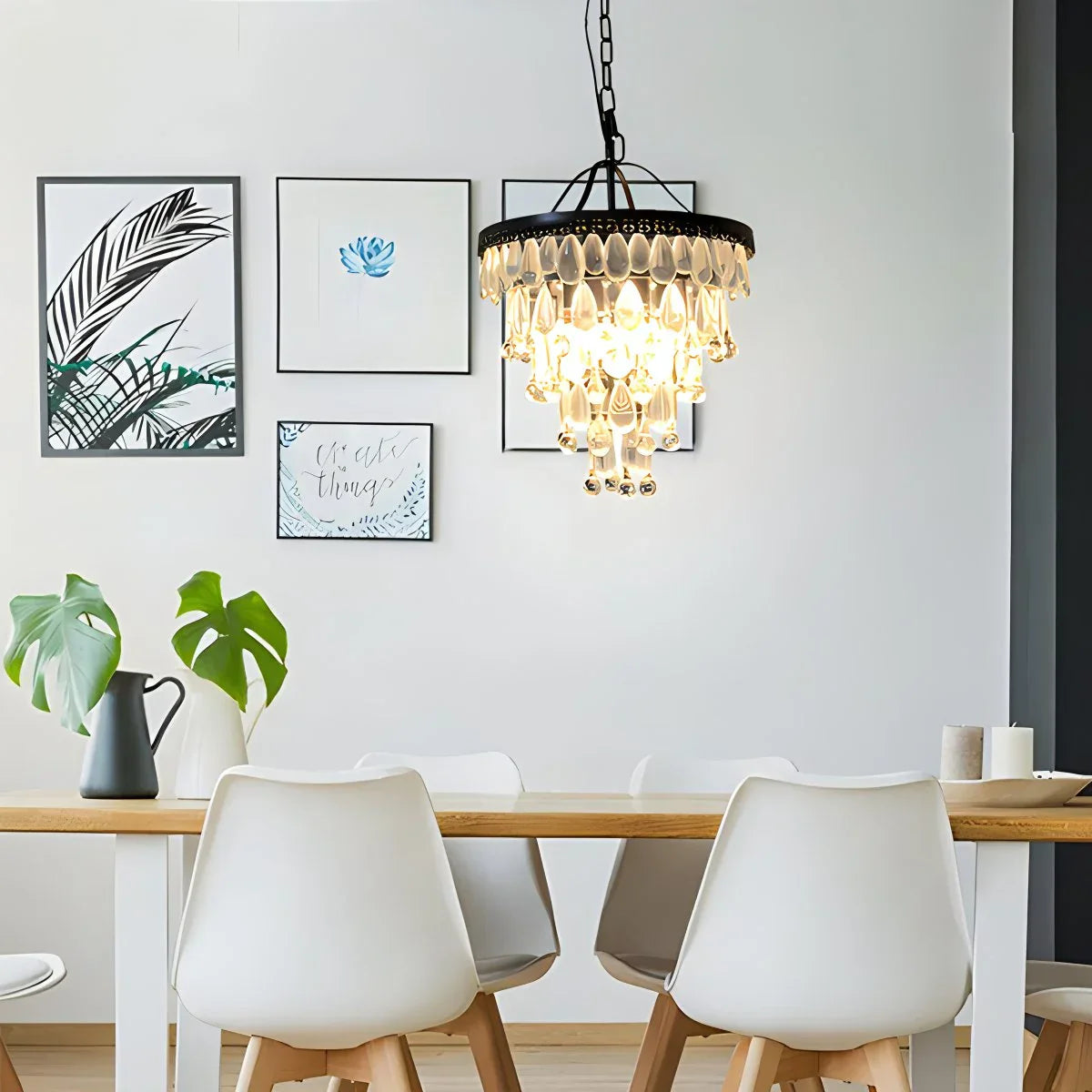 flairel Droplet Crystal Chandelier for Dining Room