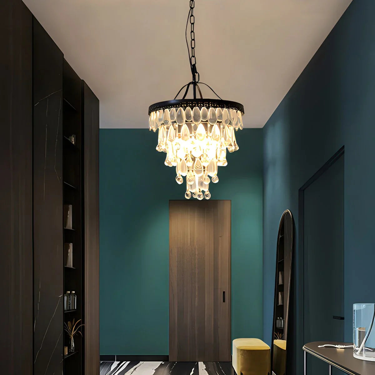 flairel Droplet Crystal Chandelier for Dining Room
