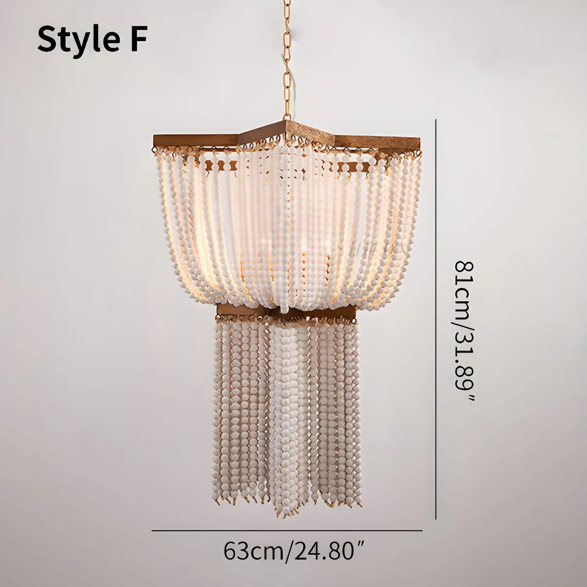 flairel Retro Wooden Bead Chandelier for Dining Room