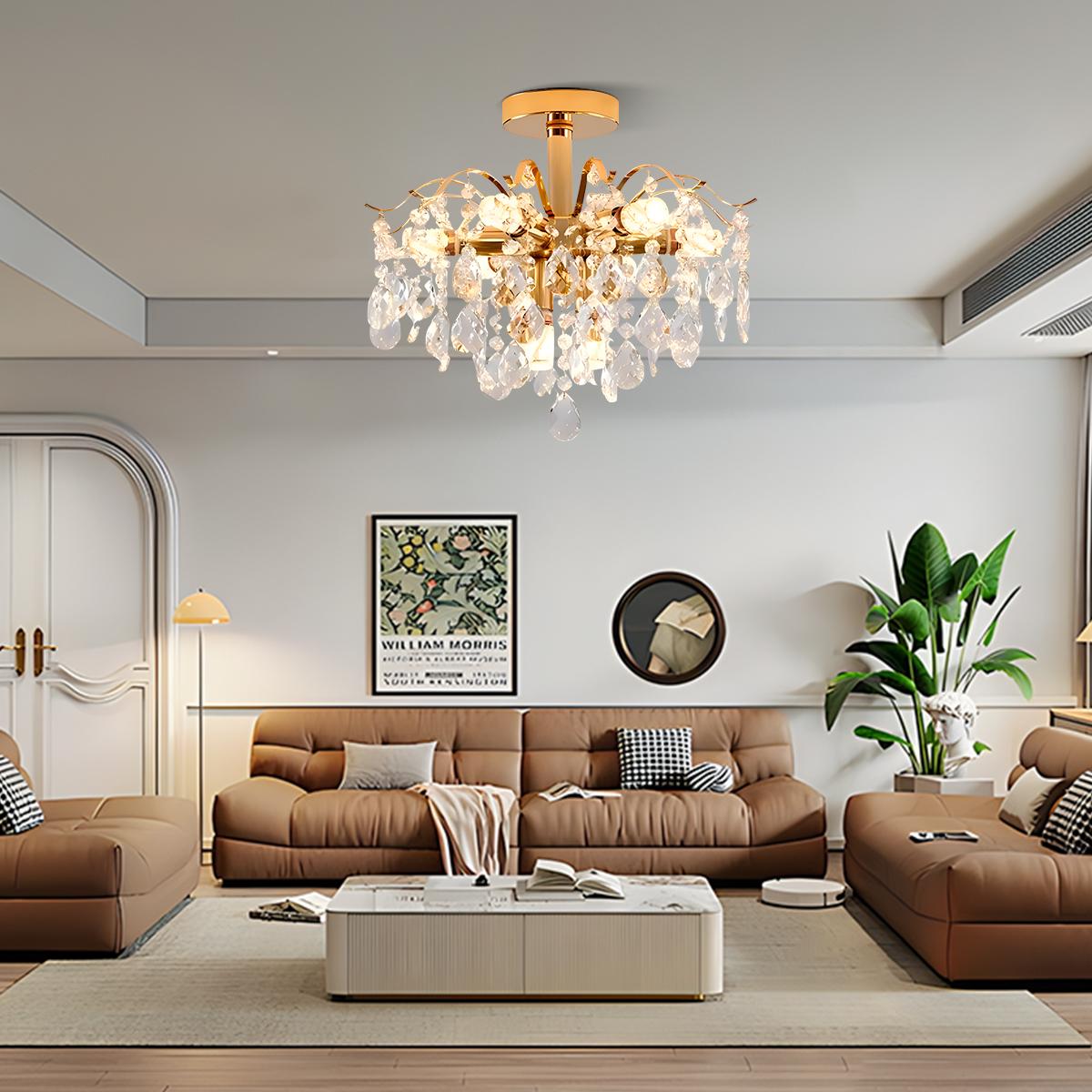 flairel French Vintage Crystal Ceiling Chandelier