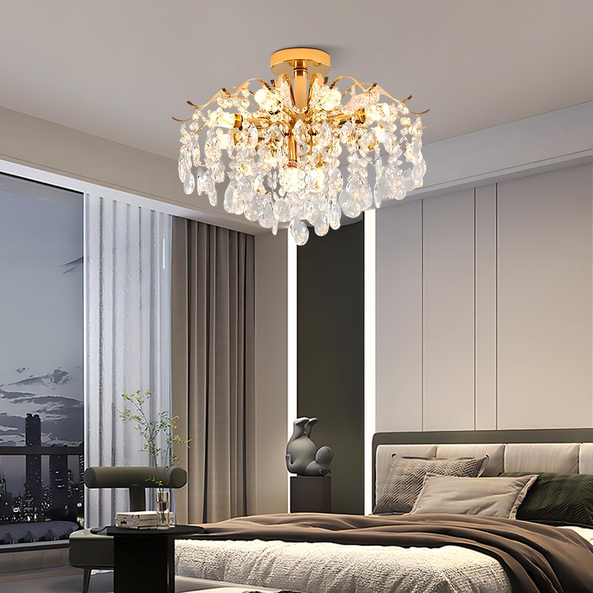 flairel French Vintage Crystal Ceiling Chandelier
