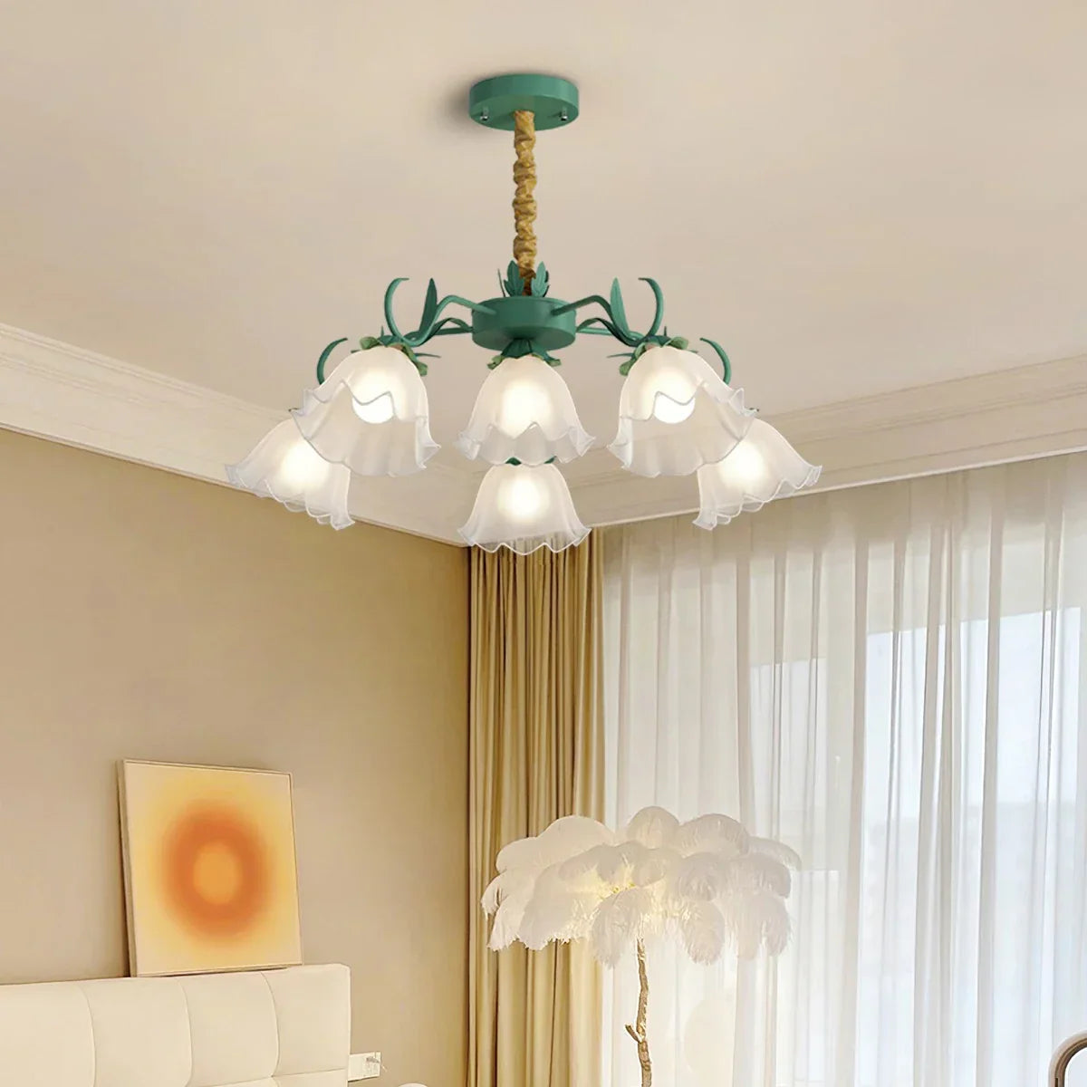flairel American Retro Pastoral Style Flower Chandelier