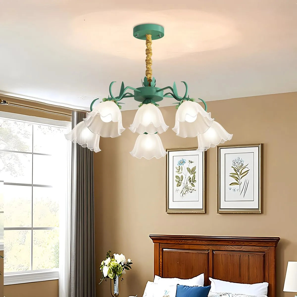 flairel American Retro Pastoral Style Flower Chandelier