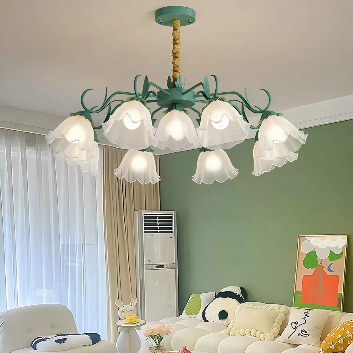 flairel American Retro Pastoral Style Flower Chandelier