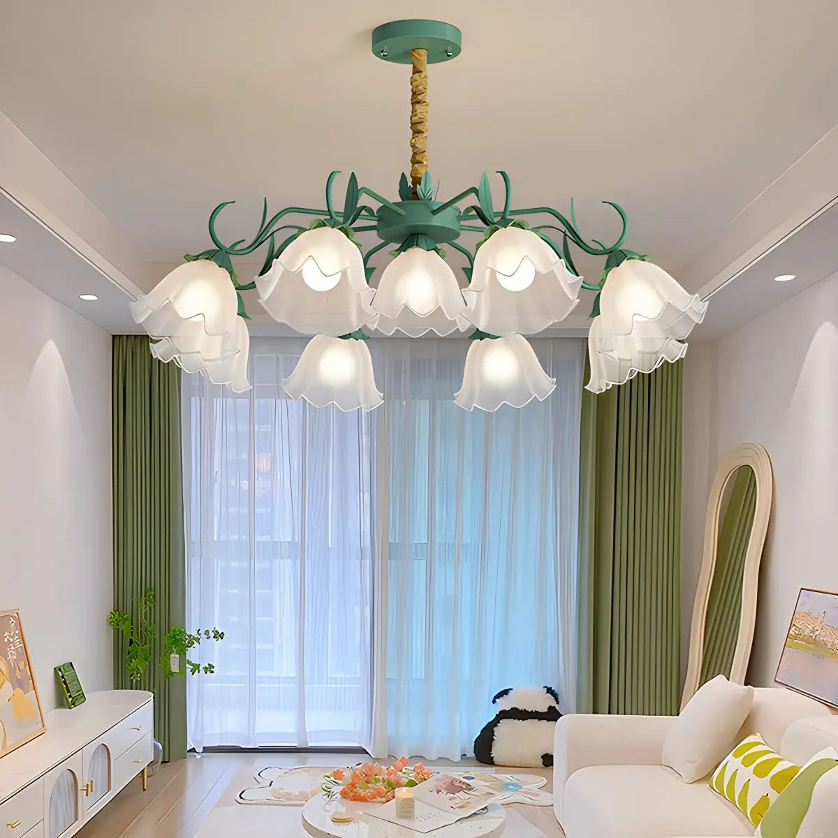 flairel American Retro Pastoral Style Flower Chandelier