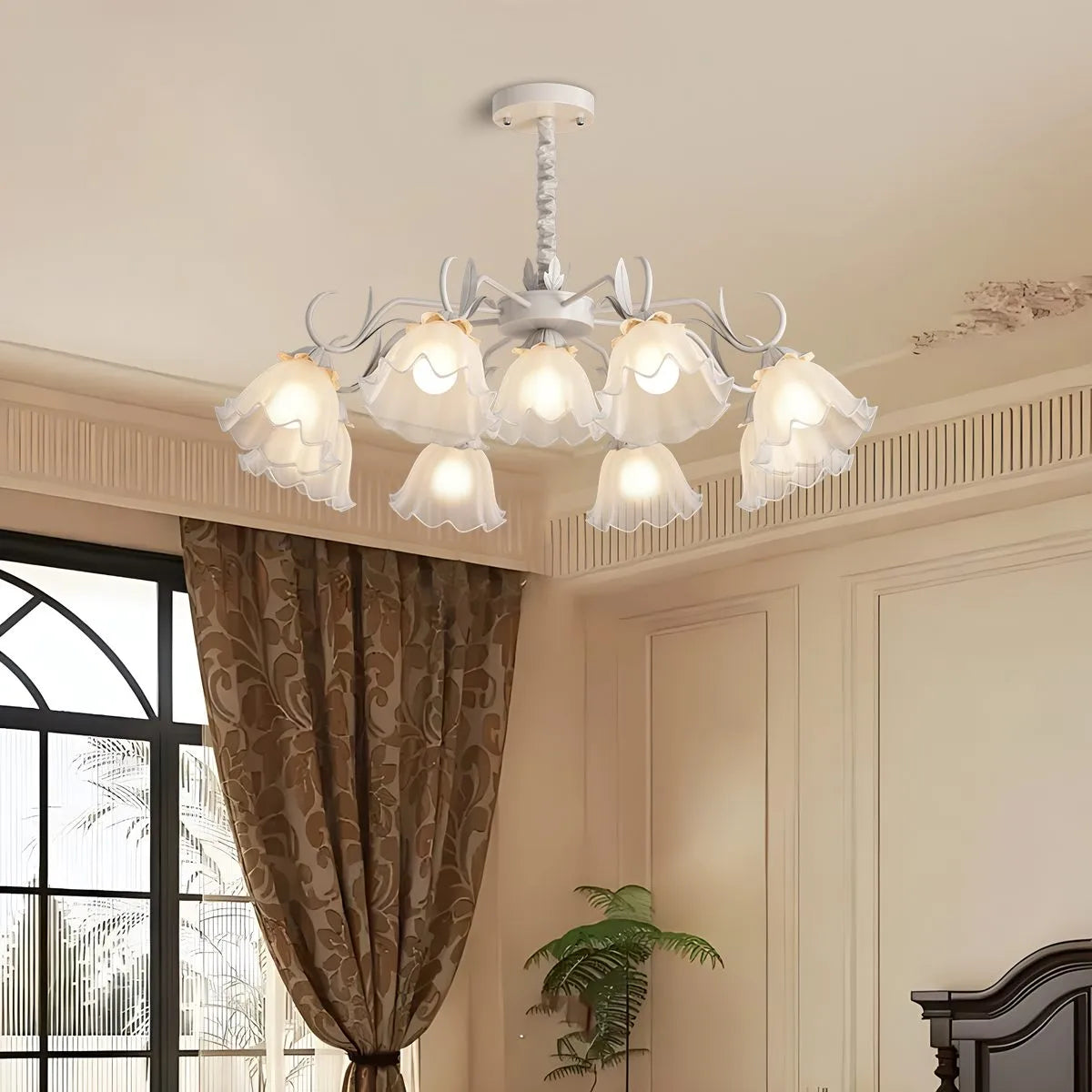 flairel American Retro Pastoral Style Flower Chandelier