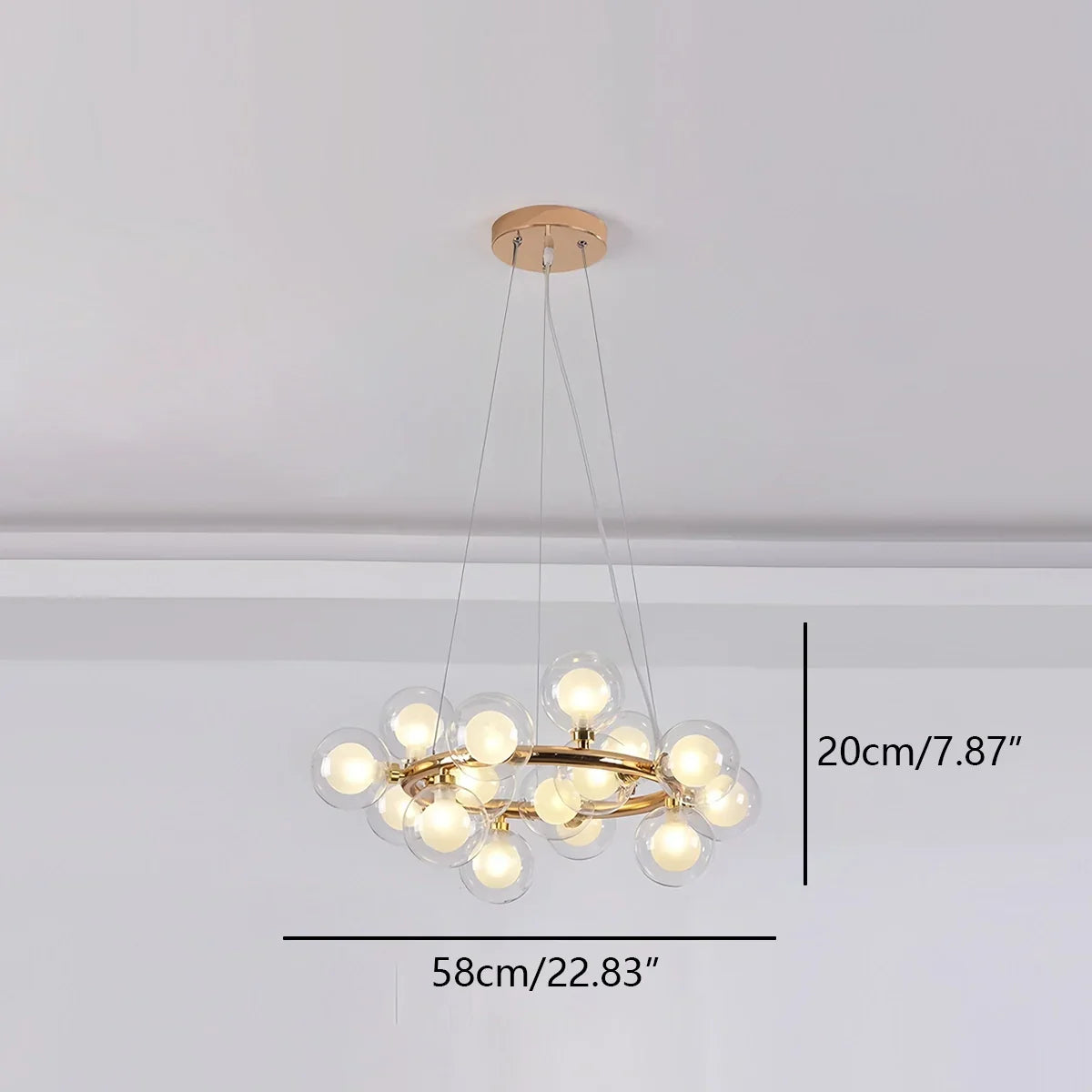 flairel Nur Bubble Glass Chandelier for Living Room