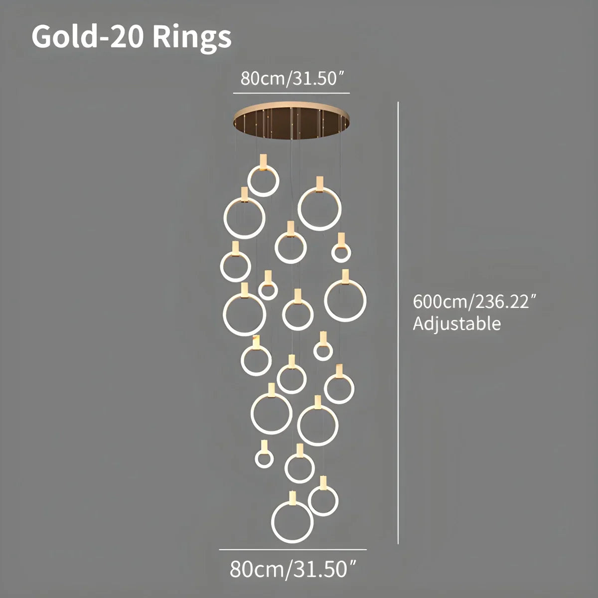 flairel Modern Large Staircase Hanging Chandelier