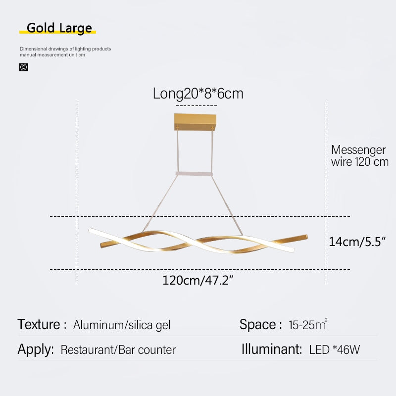 flairel LED Linear Wave Chandelier for Dining Room
