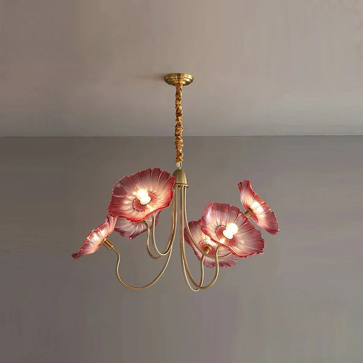 flairel Lotus Leaf Glass Chandelier for Living Room
