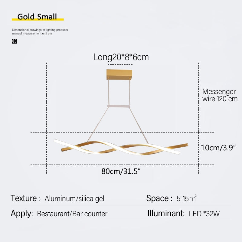 flairel LED Linear Wave Chandelier for Dining Room