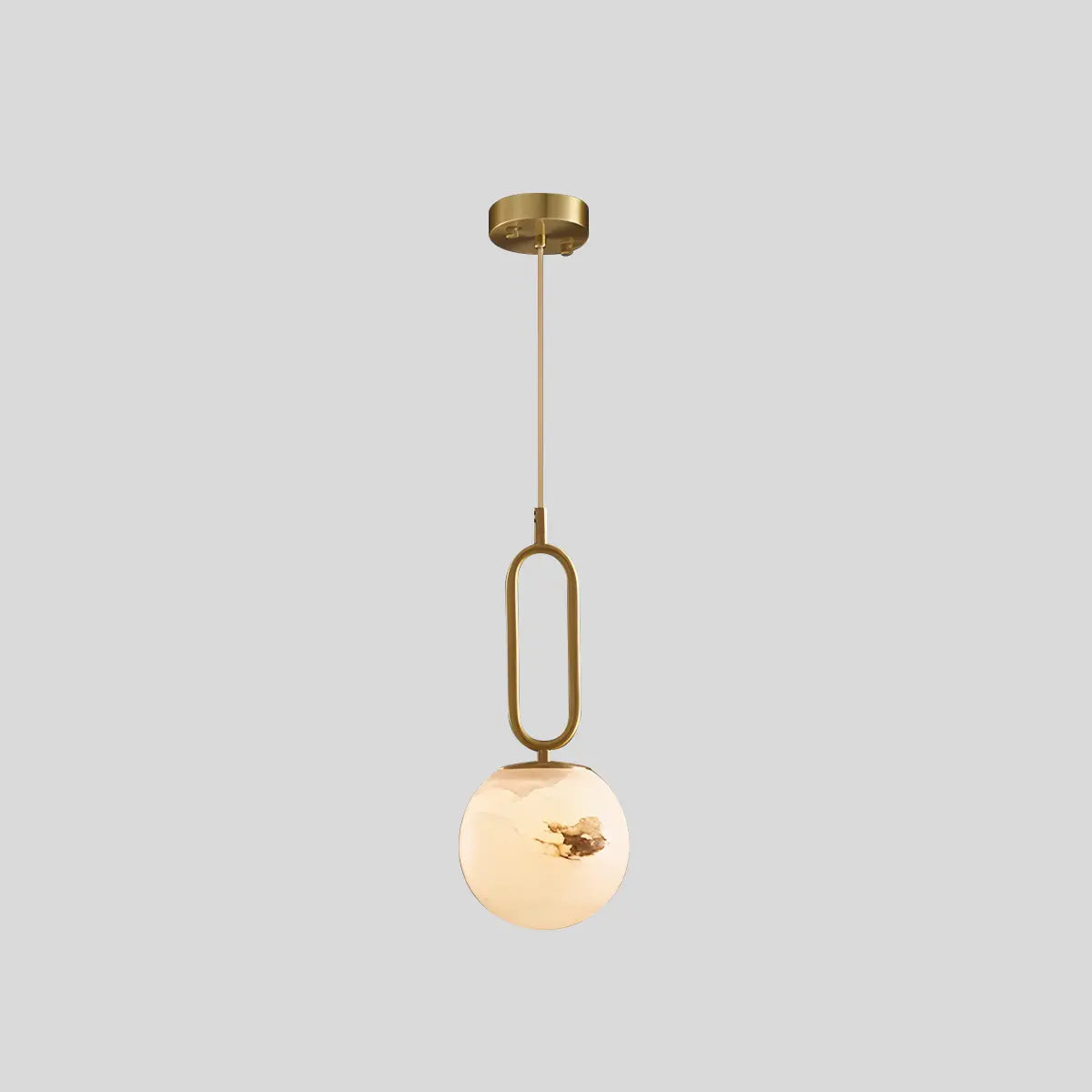 flairel Gong Alabaster Globe Pendant Light for Bedroom