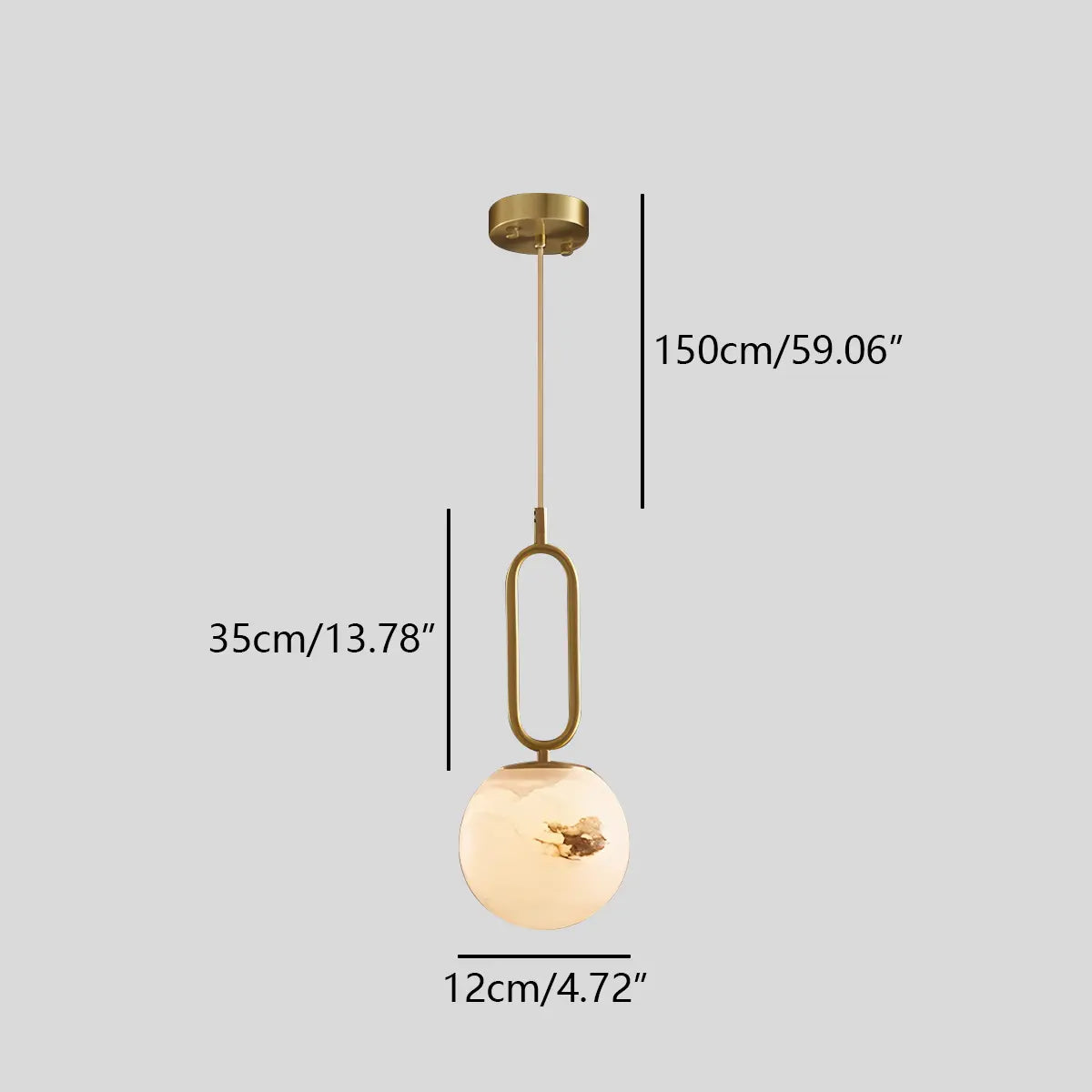 flairel Gong Alabaster Globe Pendant Light for Bedroom