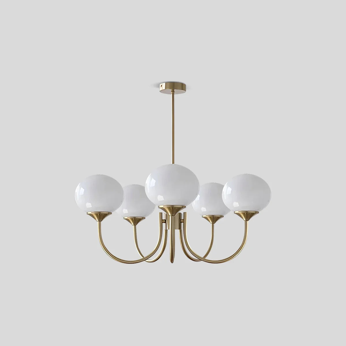 flairel Pink Glass Globe Arm Chandelier for Living Room
