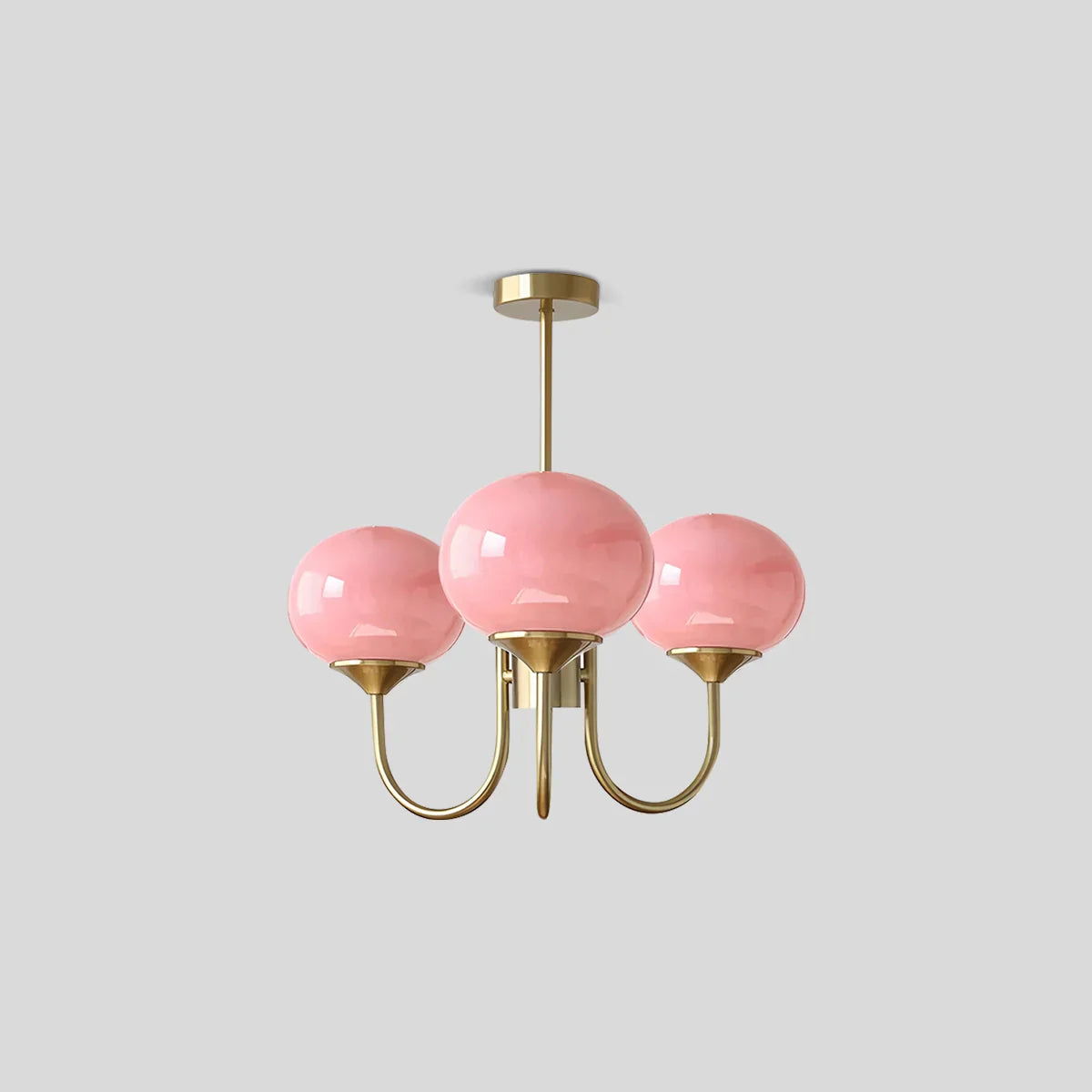flairel Pink Glass Globe Arm Chandelier for Living Room