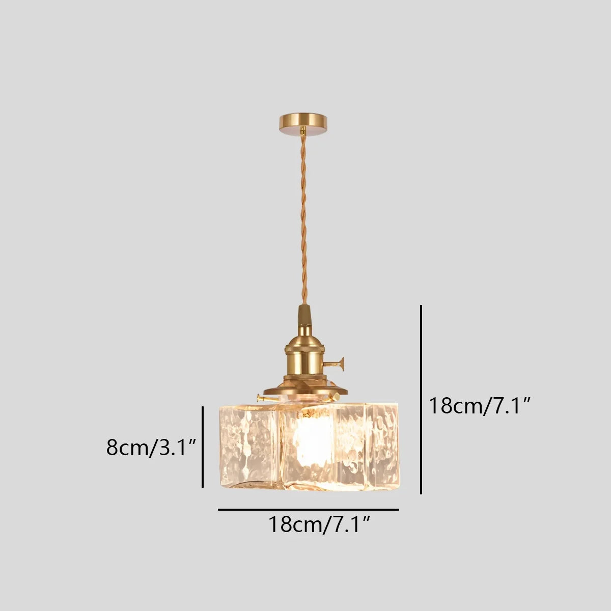 flairel Verglas Clear Glass Pendant Light for Bedroom