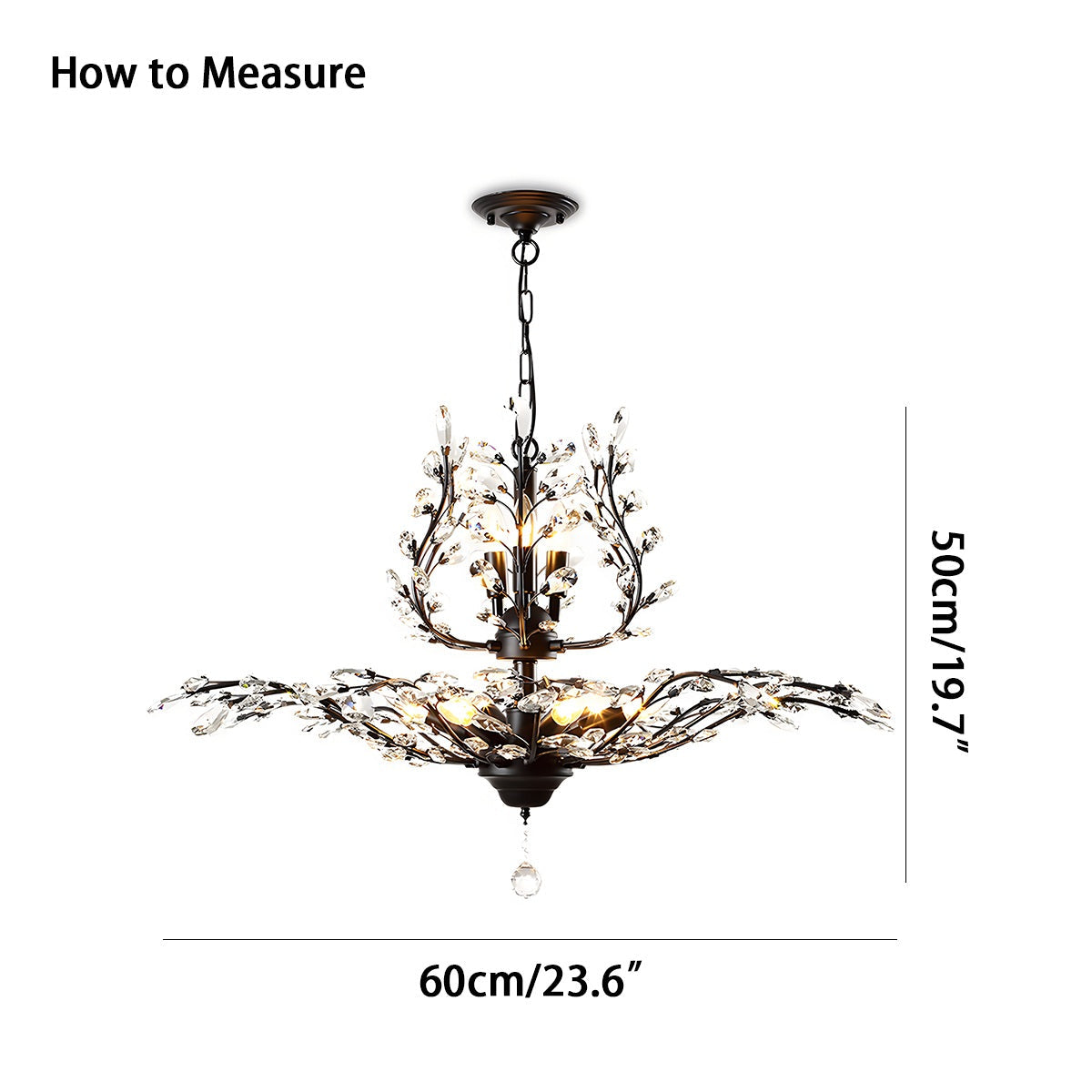 flairel Tree Branch Crystal Chandelier for Living Room