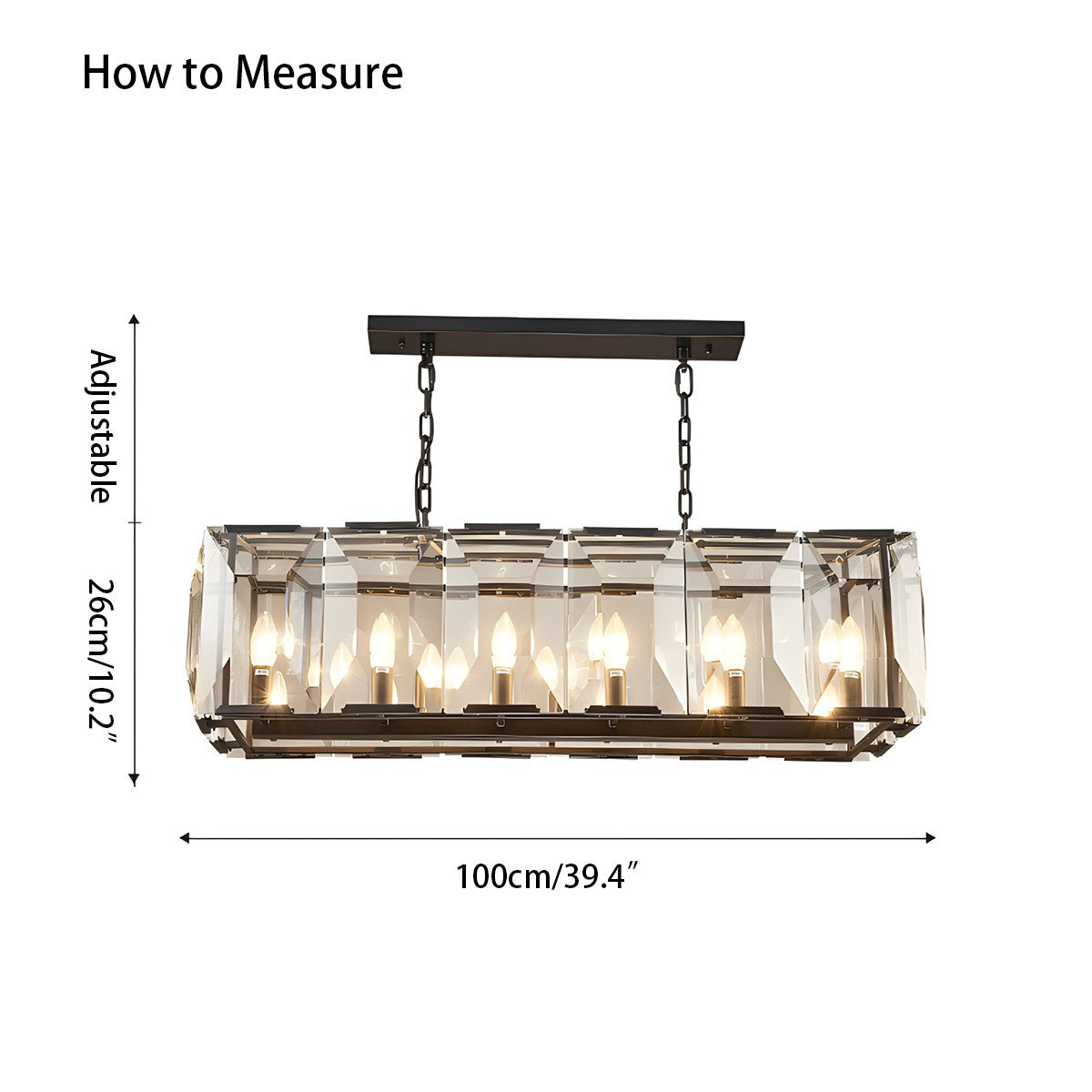 flairel Rectangular Glass Chandelier