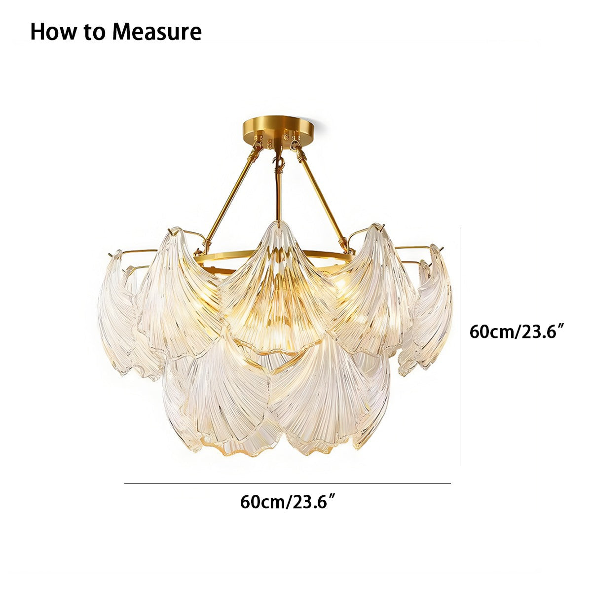 flairel Vintage Rowan Glass Shell Chandelier