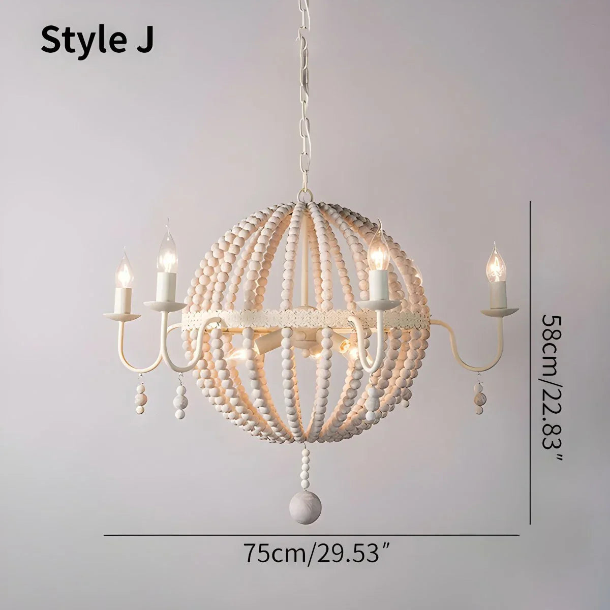 flairel Retro Wooden Bead Chandelier for Dining Room