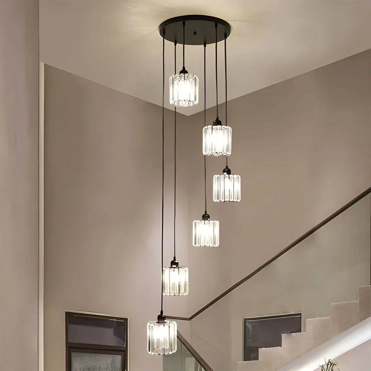 flairel Kristy Modern Minimalist Glass Chandelier