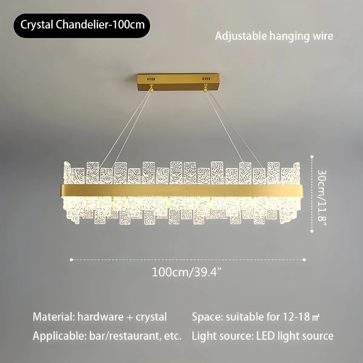 flairel Modern Frosted Glass Crystal Chandelier