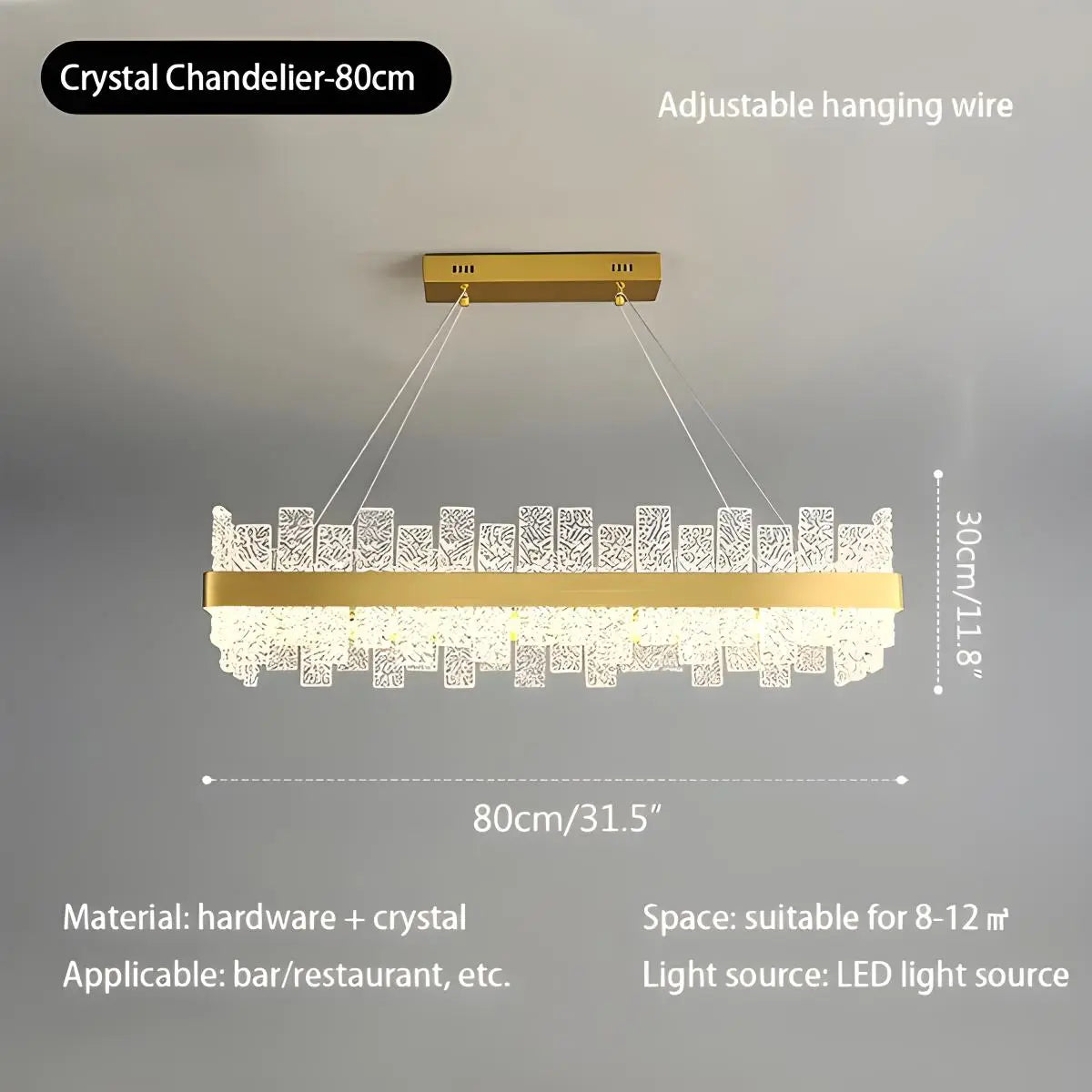 flairel Modern Frosted Glass Crystal Chandelier