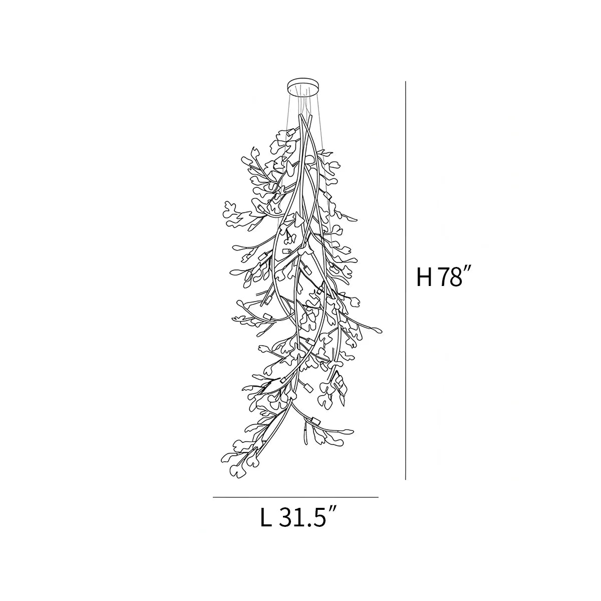 flairel Ginkgo Long Branch Chandelier for High Ceiling