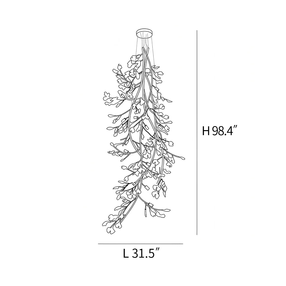 flairel Ginkgo Long Branch Chandelier for High Ceiling