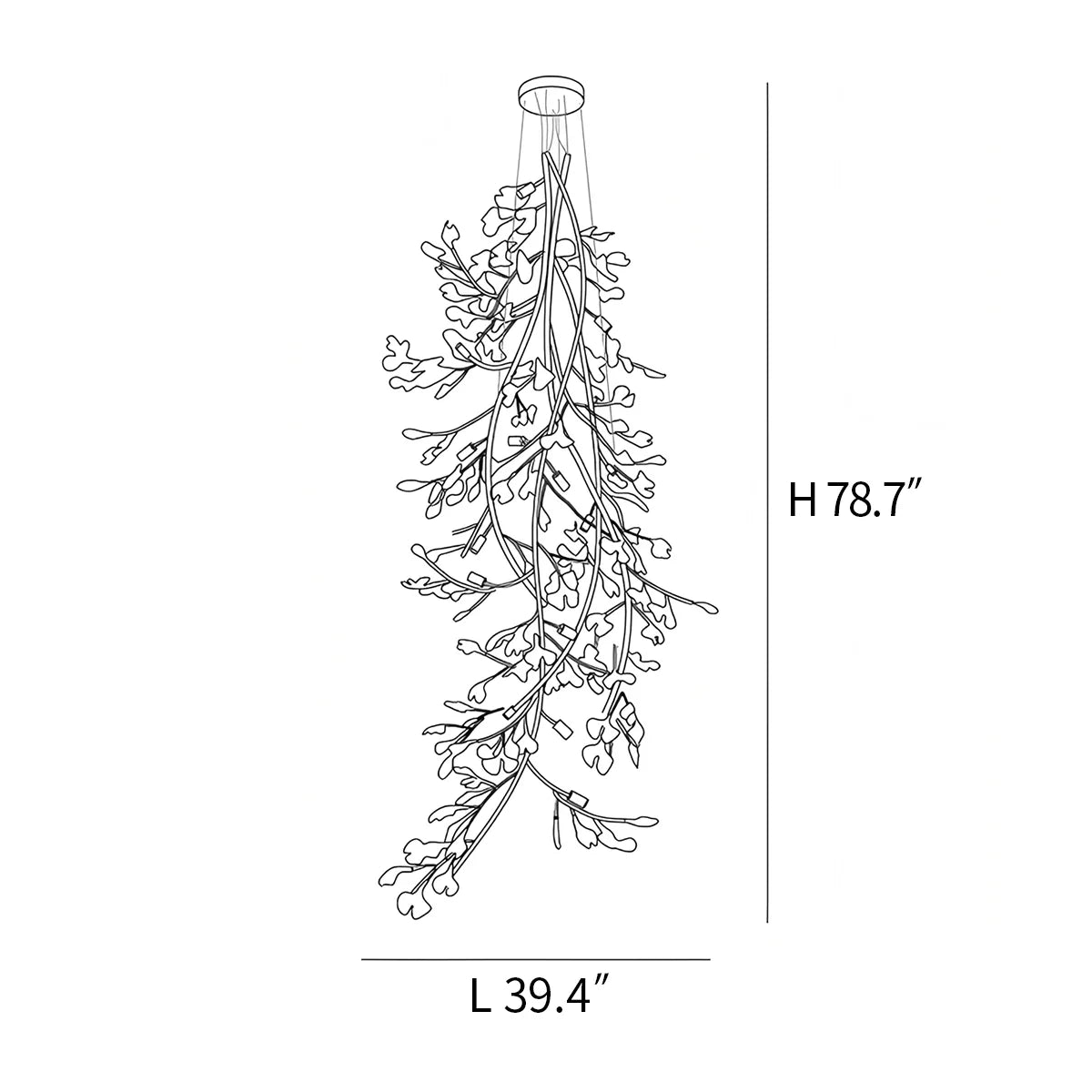flairel Ginkgo Long Branch Chandelier for High Ceiling
