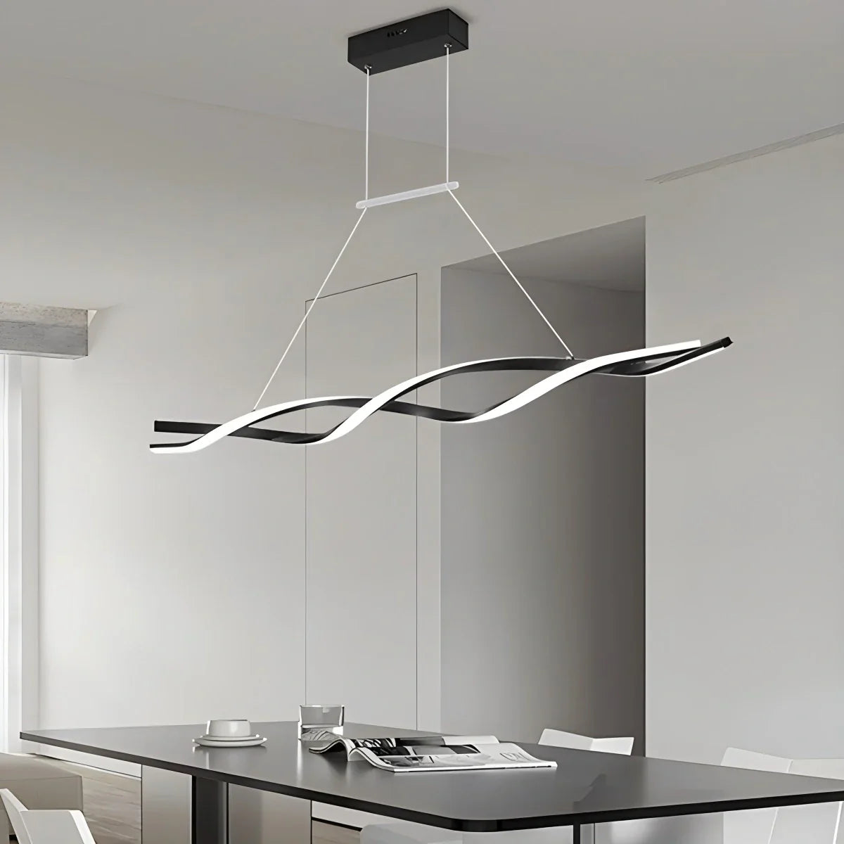 flairel LED Linear Wave Chandelier for Dining Room