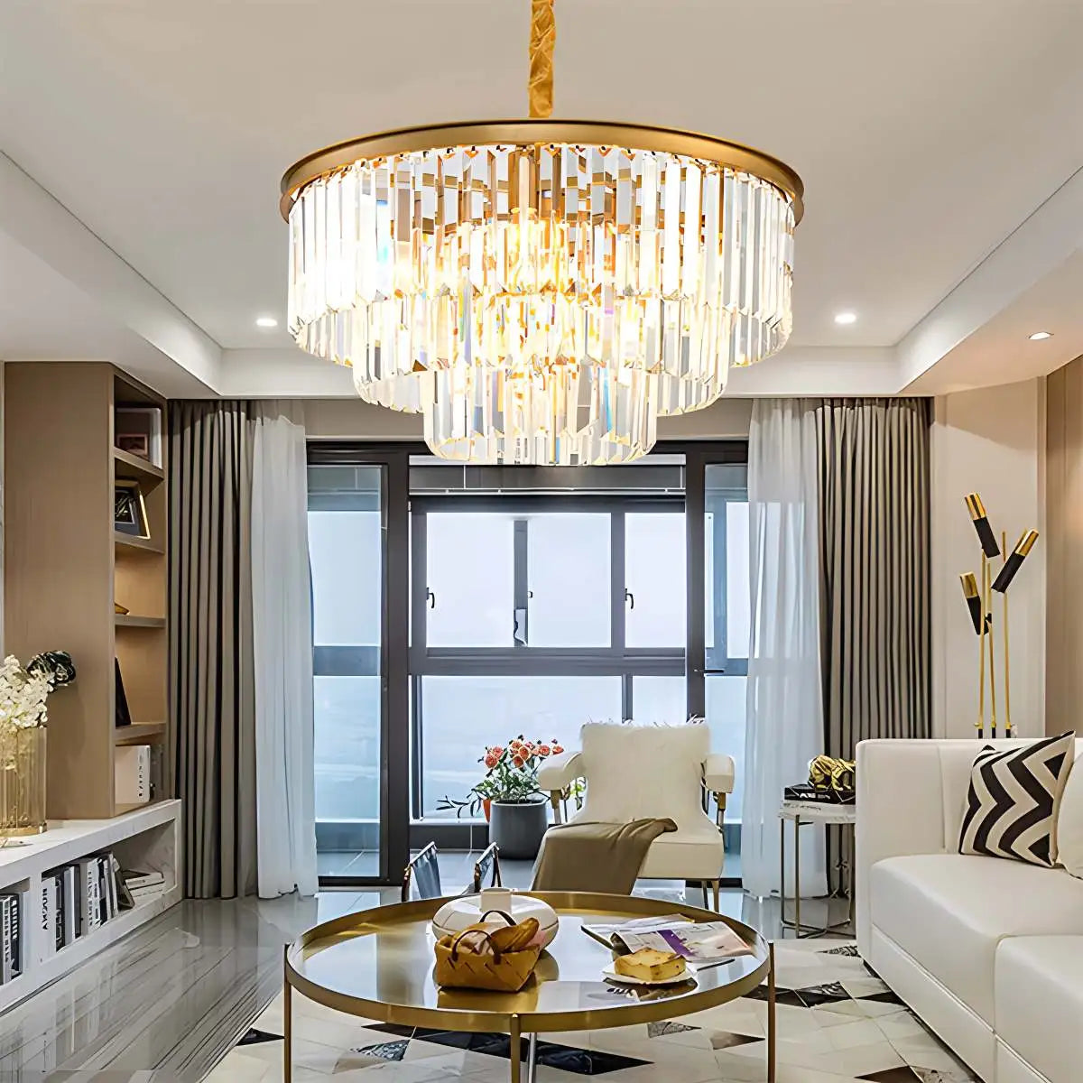 flairel Light Luxury Crystal Chandelier for Living Room