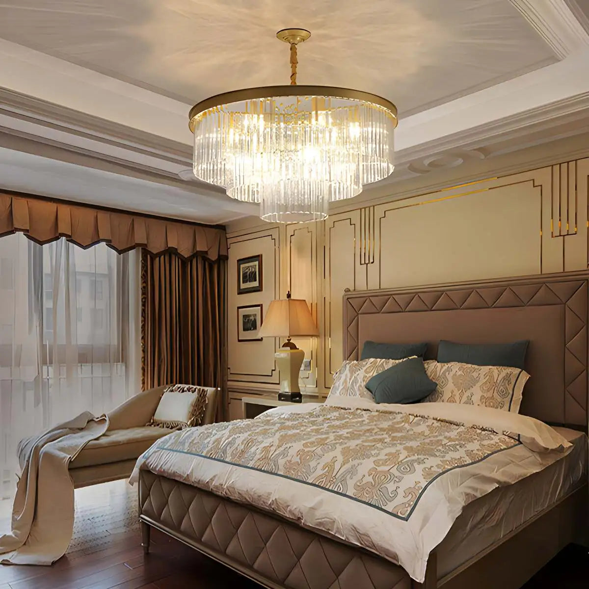 flairel Light Luxury Crystal Chandelier for Living Room