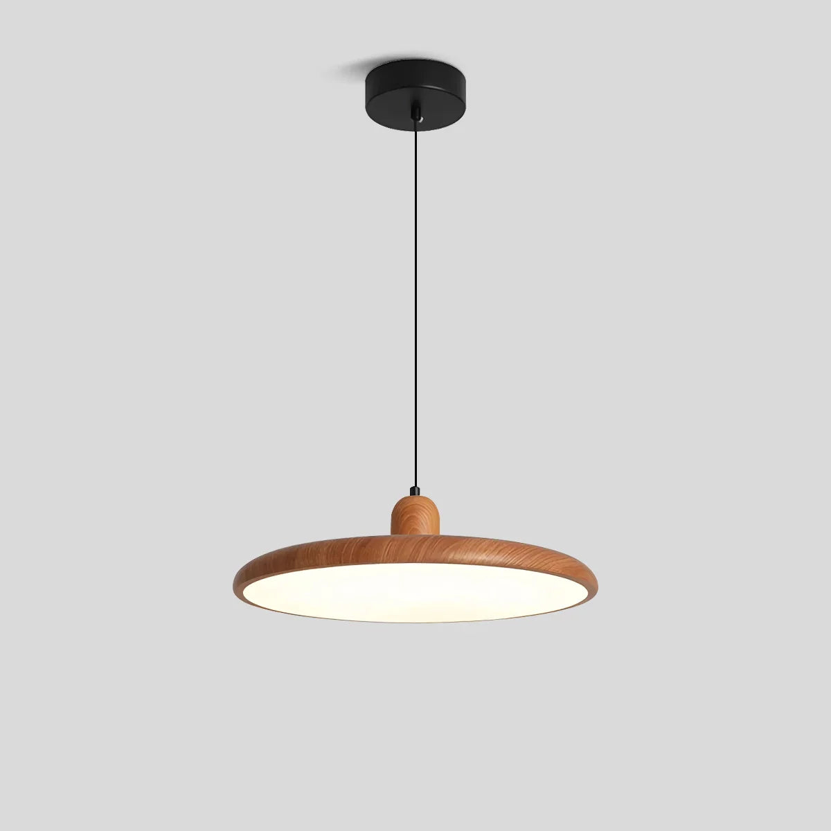 flairel Retro Walnut Color Round UFO Pendant Light