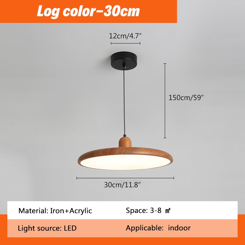 flairel Retro Walnut Color Round UFO Pendant Light