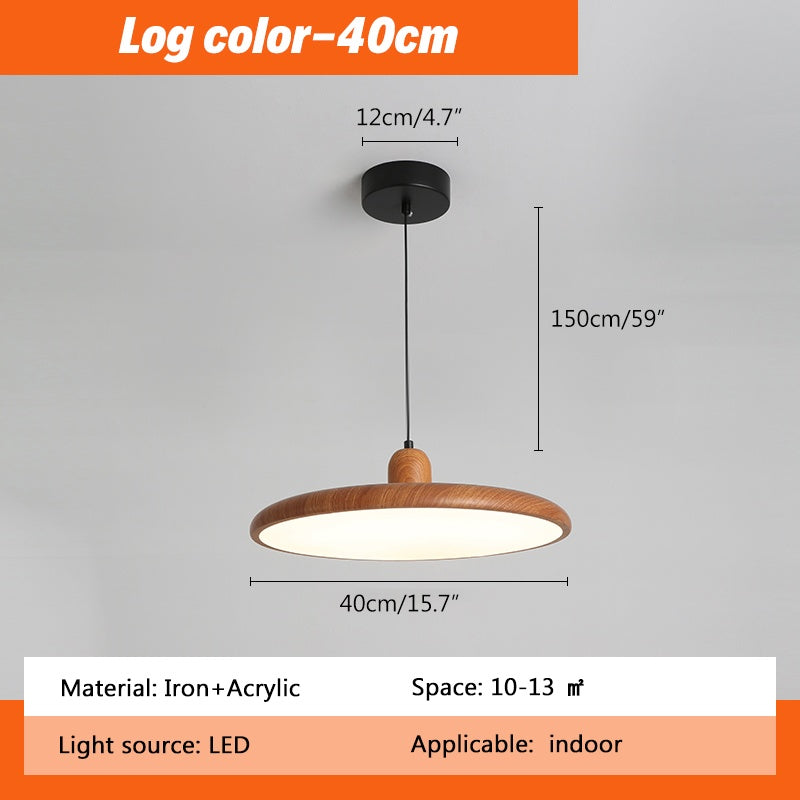 flairel Retro Walnut Color Round UFO Pendant Light