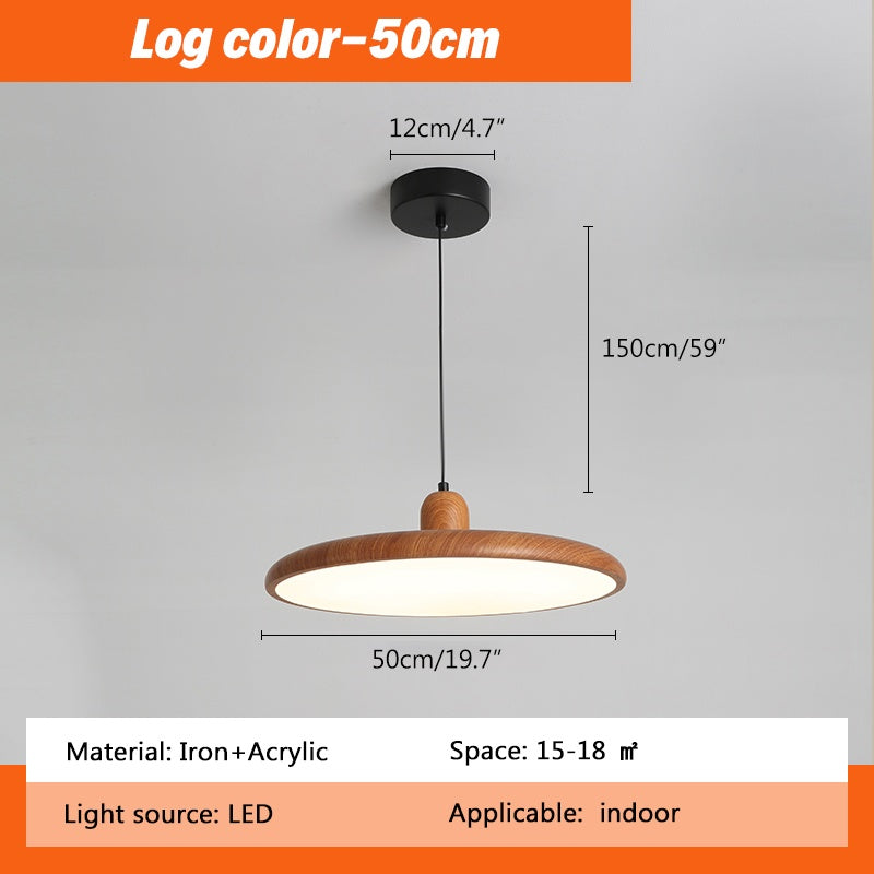 flairel Retro Walnut Color Round UFO Pendant Light