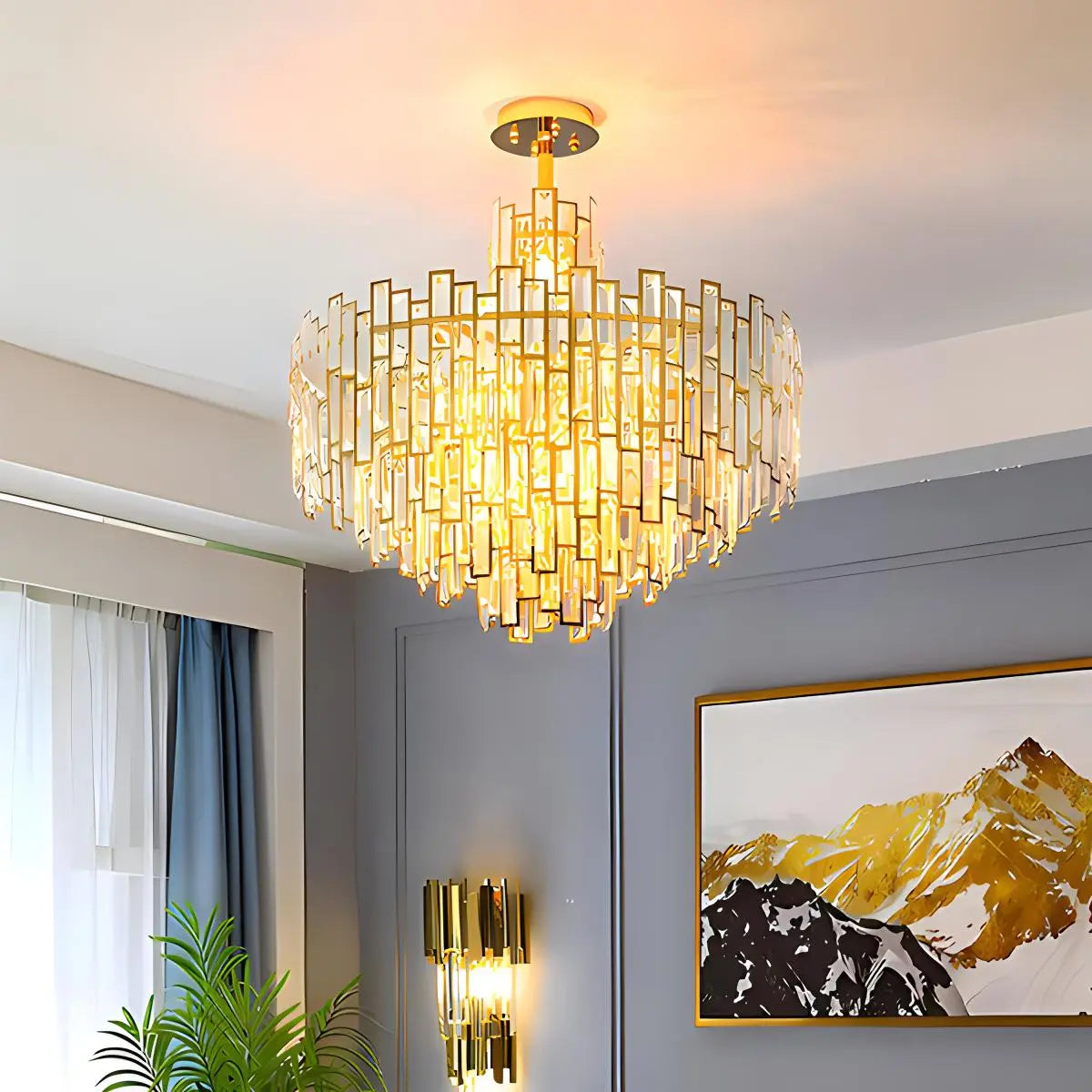 flairel Lucienne Crystal Chandelier for Living Room