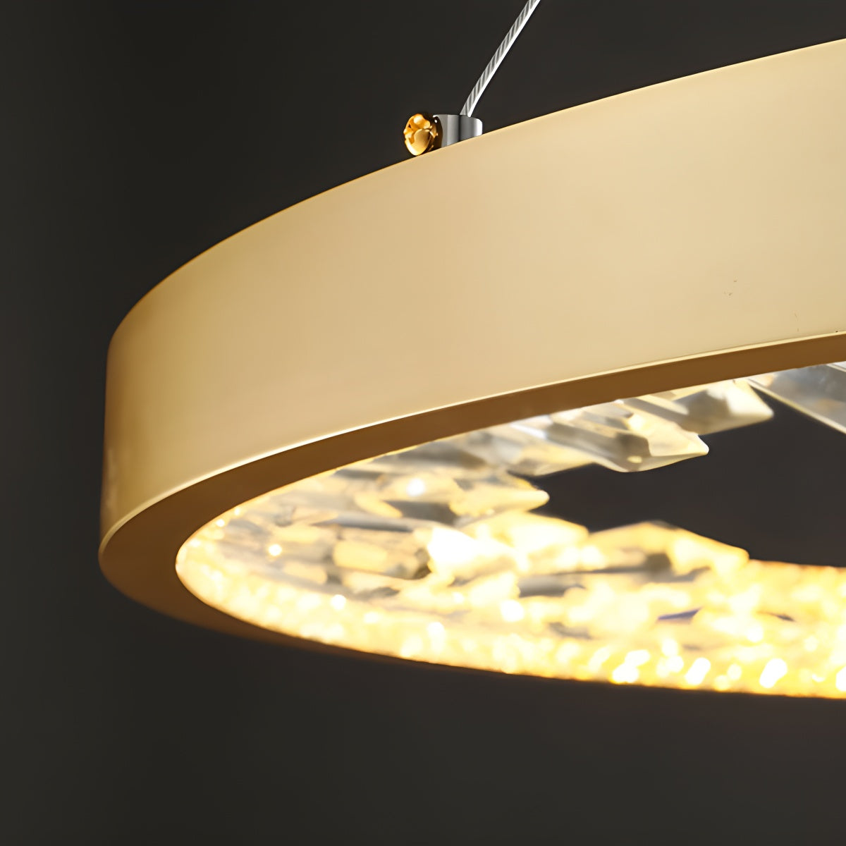 flairel Luxury Circle Crystal Chandelier for Living Room