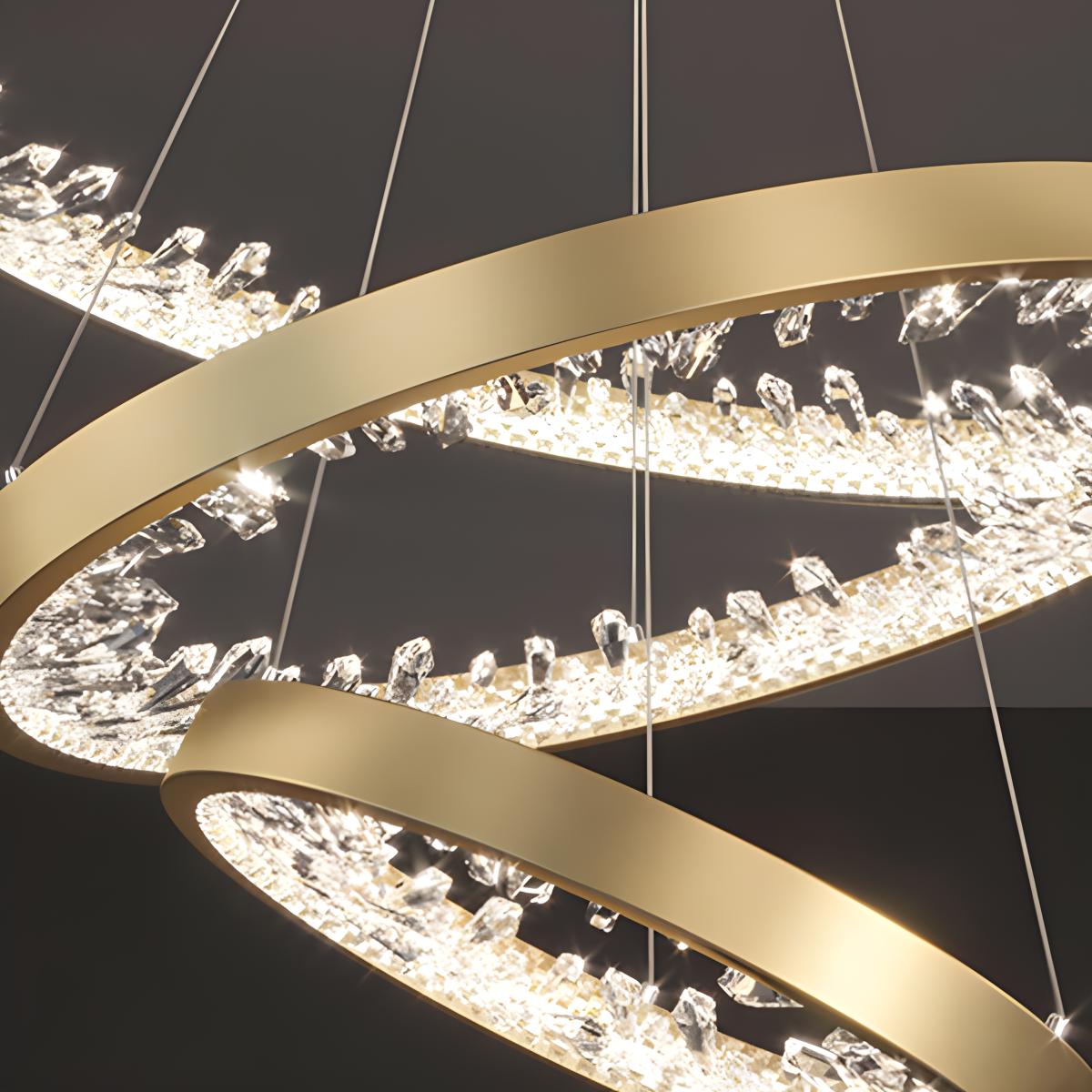 flairel Luxury Circle Crystal Chandelier for Living Room