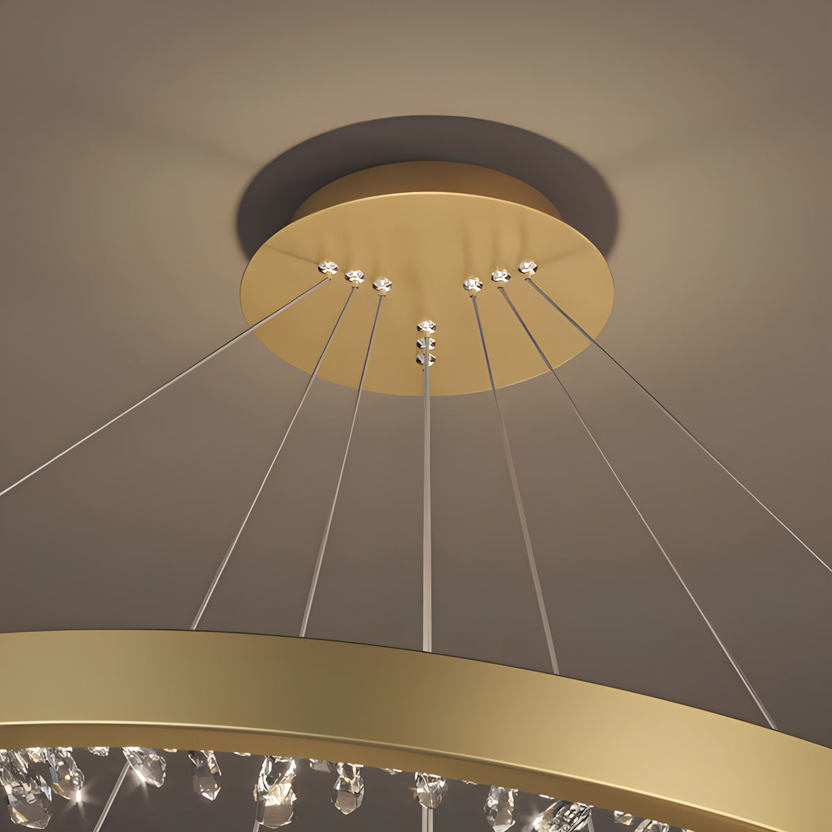 flairel Luxury Circle Crystal Chandelier for Living Room