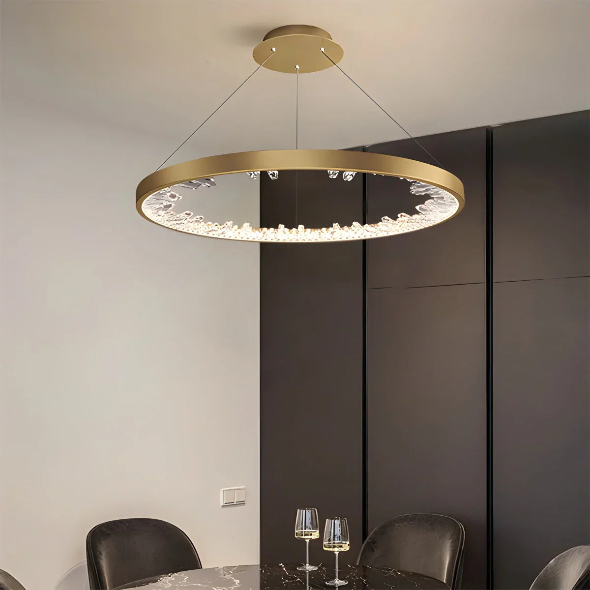 flairel Luxury Circle Crystal Chandelier for Living Room