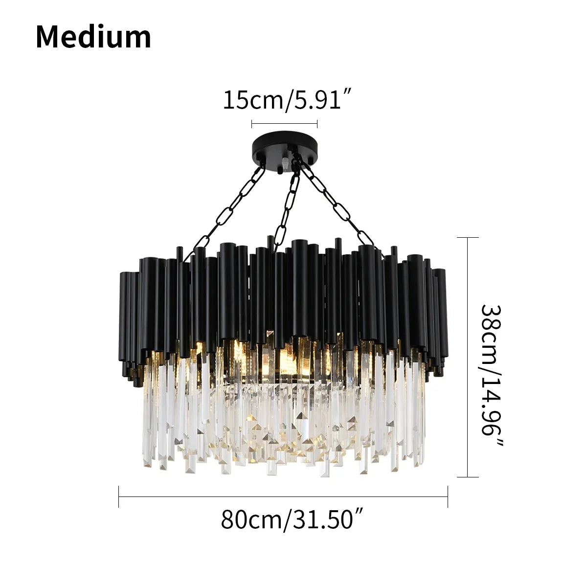 flairel Mystique Black Crystal LED Chandelier